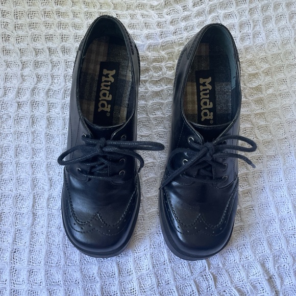 Mudd chunky heel Oxford Brogue Mary Jane lace up shoe - Picture 2 of 7